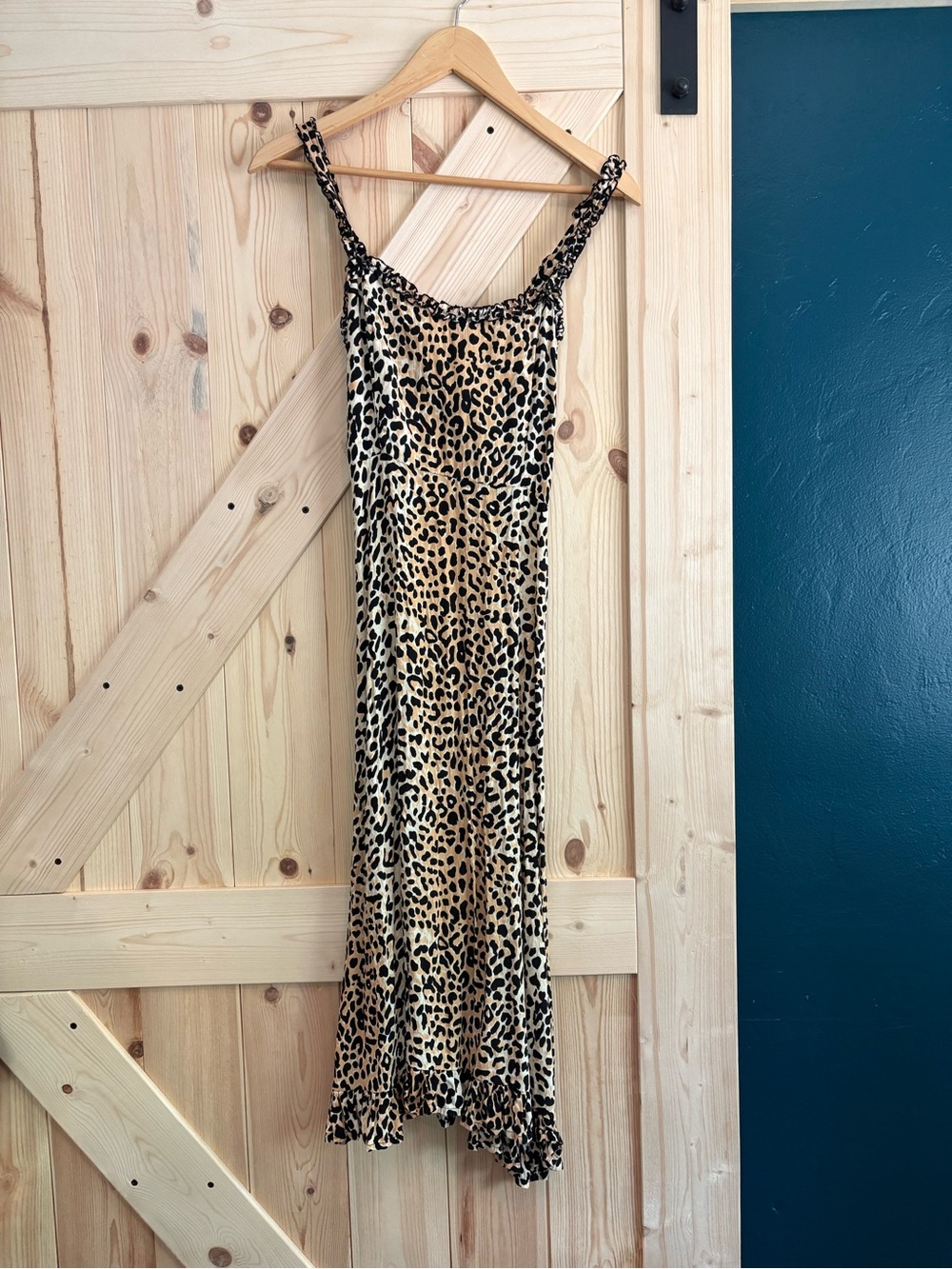 Auguste The Label Leopard Print Midi Slip Dress in Tan and Black